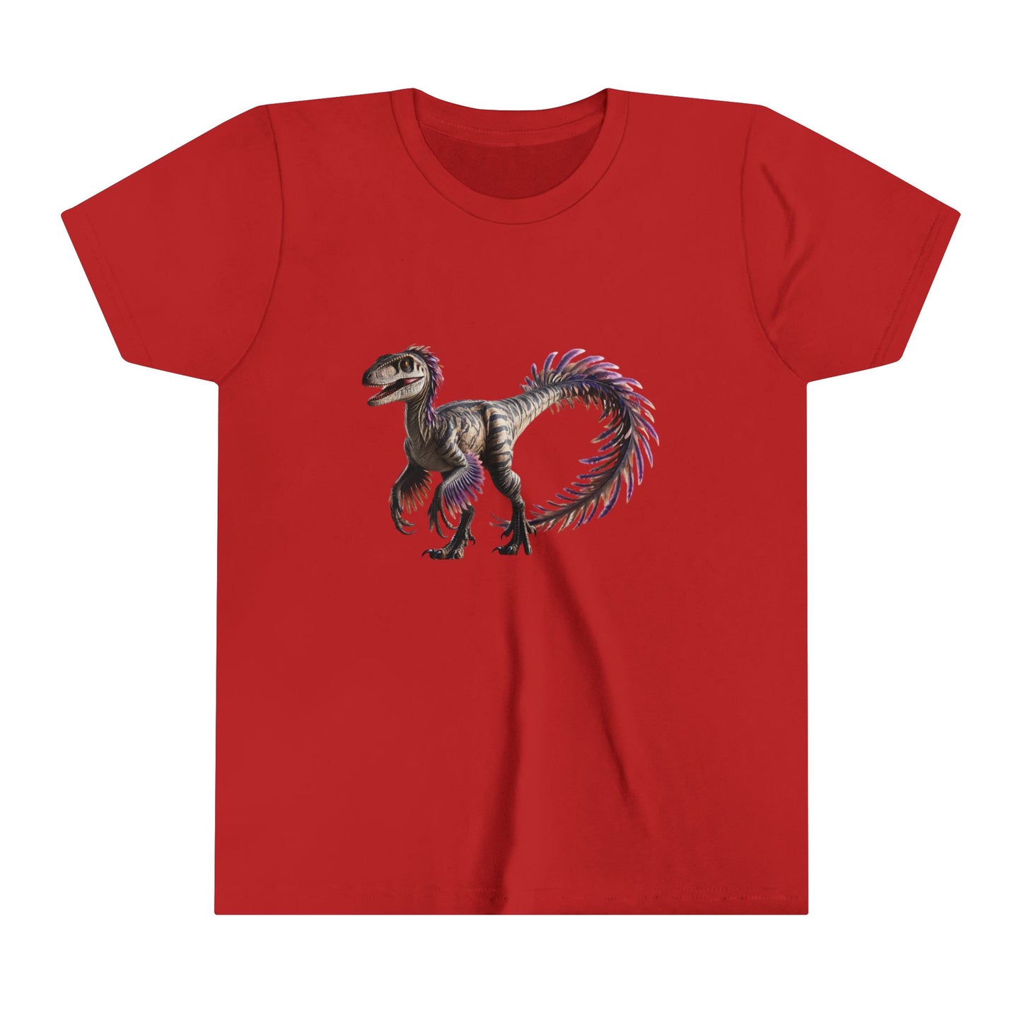 Youth Majestic Feathered Velociraptor Tee – Fierce, Fabulous, and Full of Flair! 🦖💜✨ - Unisex Jersey Short Sleeve Tee Super Comfy Dino T-Shirt Gift