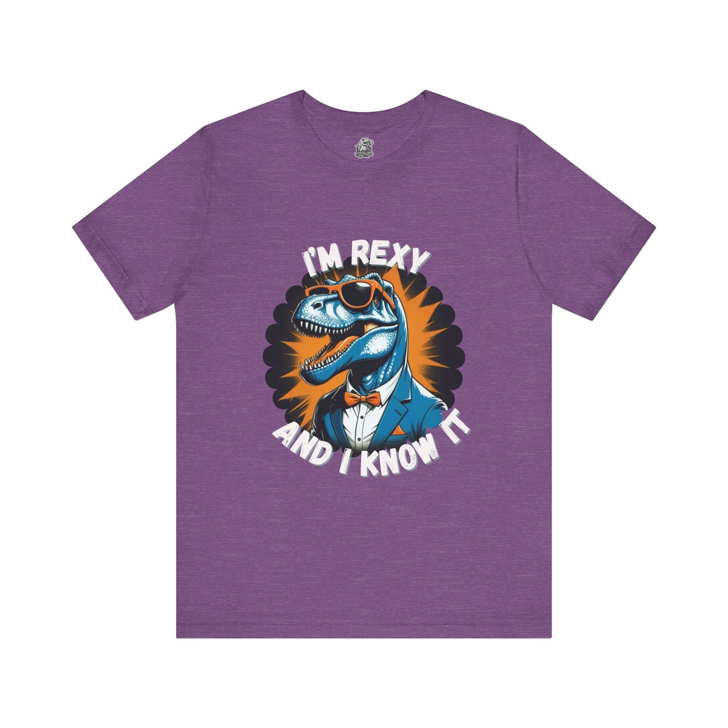 Rockin’ Rex – I’m Rexy and I Know It Unisex T-Shirt with Cool T-Rex in a Suit & Shades