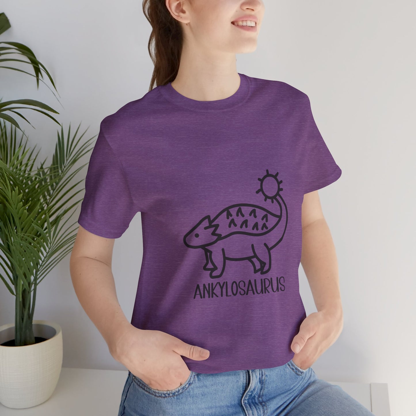 Cute Ankylosaurus Black Graphic - Unisex Jersey Short Sleeve Tee Super Comfy Dino T-Shirt Gift