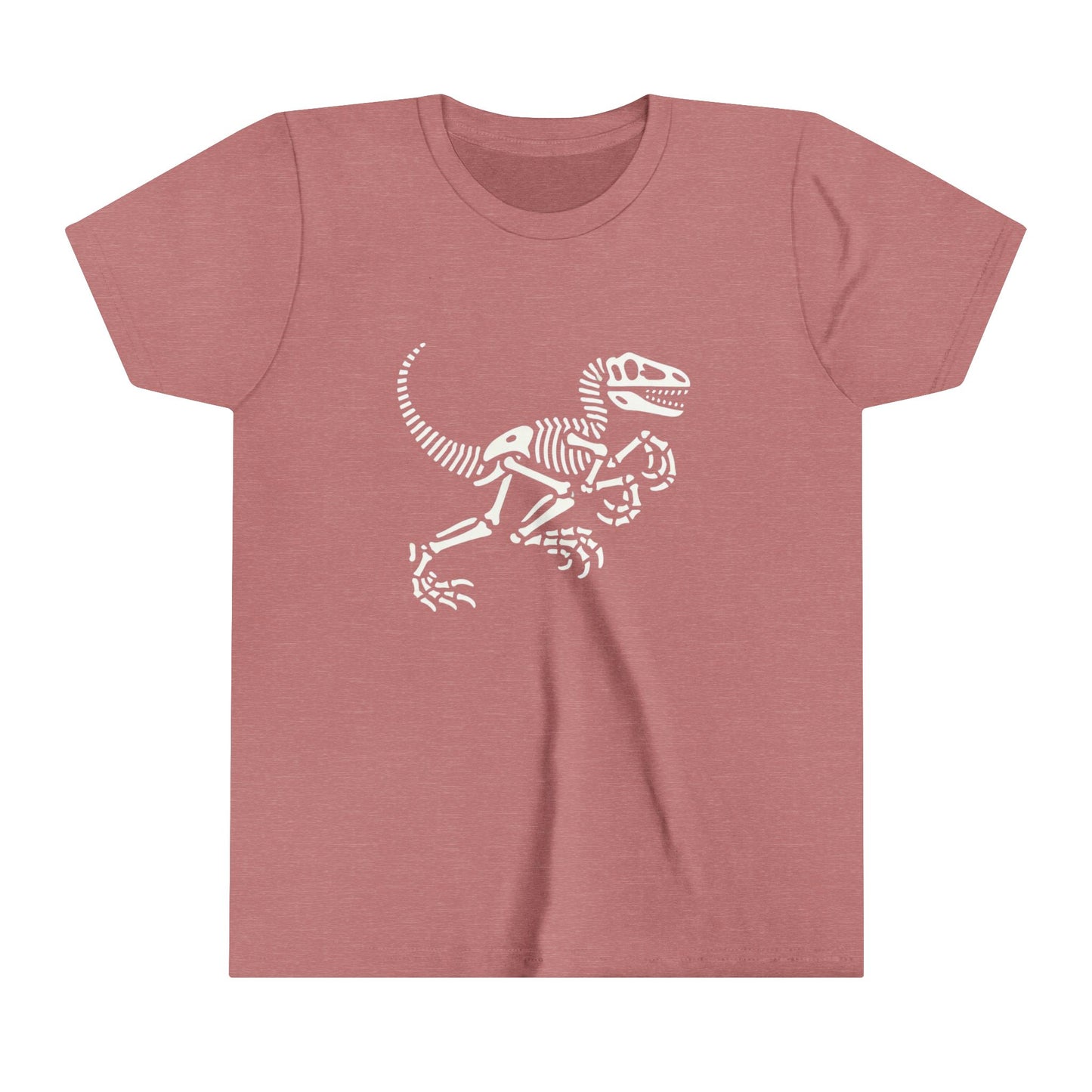 Youth Minimalist Velociraptor Skeleton Tee – Classic Fossil Fun for Dino Fans! 🦖💀🦴 - Unisex Jersey Short Sleeve Tee Super Comfy Dino T-Shirt Gift