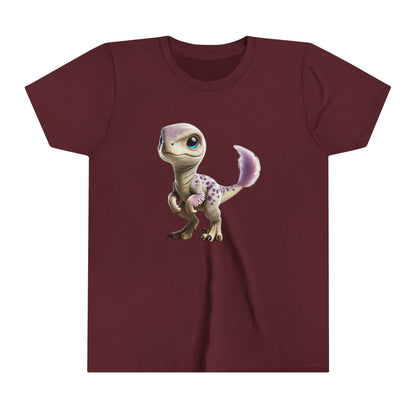 Youth Lovable Baby Velociraptor Tee – Sweet Dino Style in Soft Pastels! 🦖💜✨ - Unisex Jersey Short Sleeve Tee Super Comfy Dino T-Shirt Gift