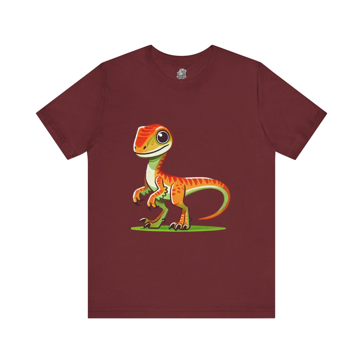 Bright & Bold Velociraptor Tee – Adorable Dino Fun in Orange & Green! 🦖🍊🌿 - Unisex Jersey Short Sleeve Tee Super Comfy Dino T-Shirt Gift