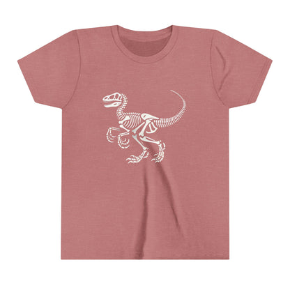 Youth Classic Velociraptor Skeleton Tee – Perfect Fossil Design for Dino Lovers! 🦖💀🦴 - Unisex Jersey Short Sleeve Tee Super Comfy Dino T-Shirt Gift