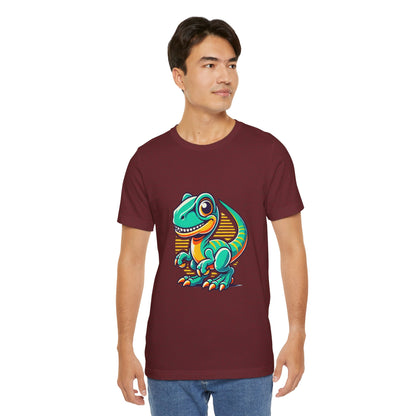 Retro Sunrise Velociraptor- Unisex Jersey Short Sleeve Tee Super Comfy Dino T-Shirt Gift