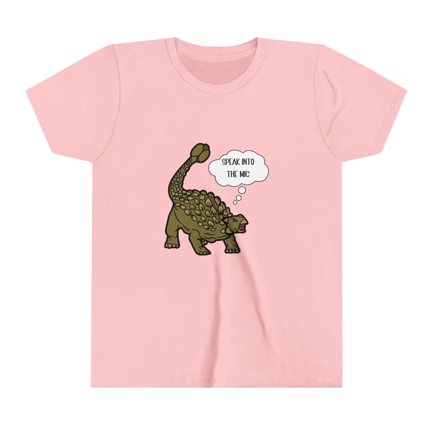 Youth Ankylosaurus Speak into the Mic Graphic - Unisex Jersey Short Sleeve Tee Super Comfy Dino T-Shirt Gift