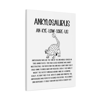 Defensive Ankylosaurus Vertical Matte Canvas White, Stretched, 1.25" Amazing Gift for the Dino Lover in your life