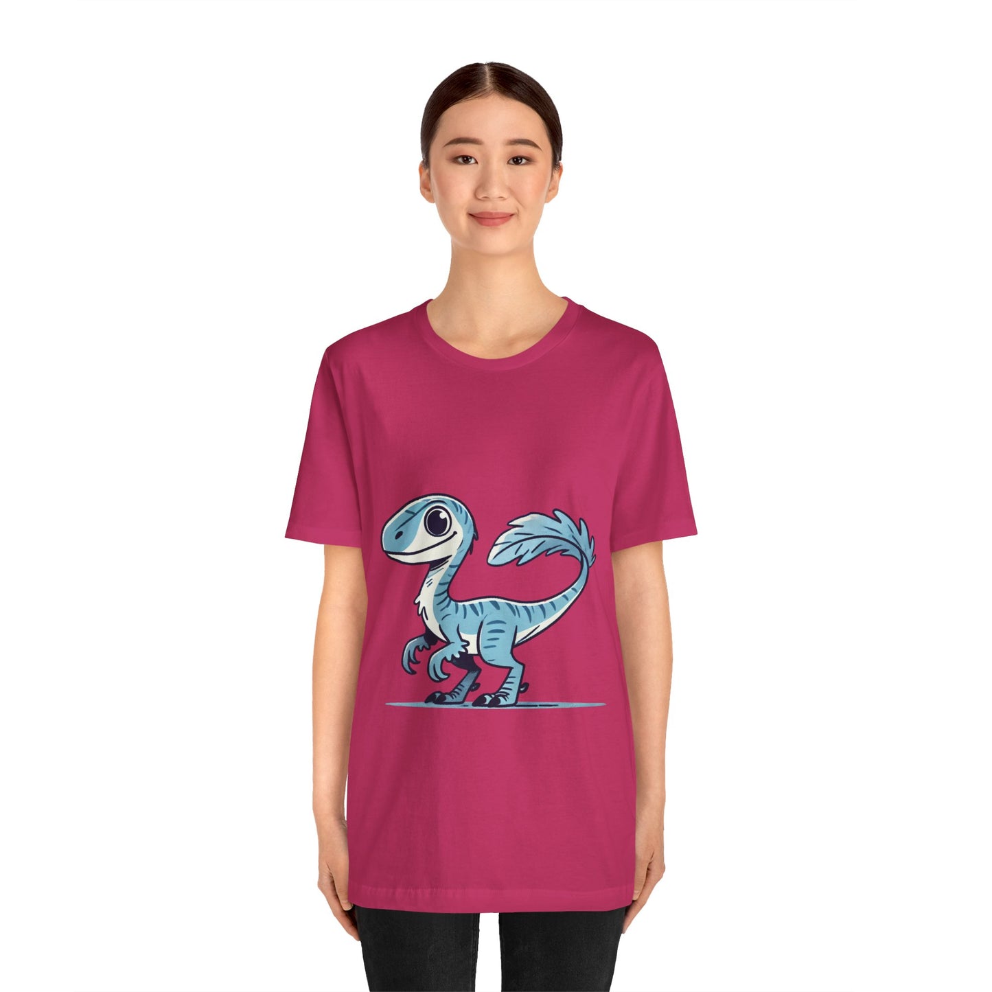 Charming Blue Velociraptor Tee – Cool Dino Style with a Playful Twist! 🦖💙❄️ - Unisex Jersey Short Sleeve Tee Super Comfy Dino T-Shirt Gift