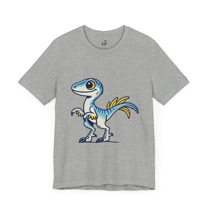 Playful Blue & Yellow Velociraptor Tee – Dino Fun for All Ages! 🦖💙💛 - Unisex Jersey Short Sleeve Tee Super Comfy Dino T-Shirt Gift