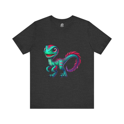 Bright & Bold Velociraptor Tee – Stand Out with Dino Style! 🦖💜💚 - Unisex Jersey Short Sleeve Tee Super Comfy Dino T-Shirt Gift