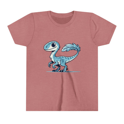 Youth Charming Blue Velociraptor Tee – Cool Dino Style with a Playful Twist! 🦖💙❄️ - Unisex Jersey Short Sleeve Tee Super Comfy Dino T-Shirt Gift