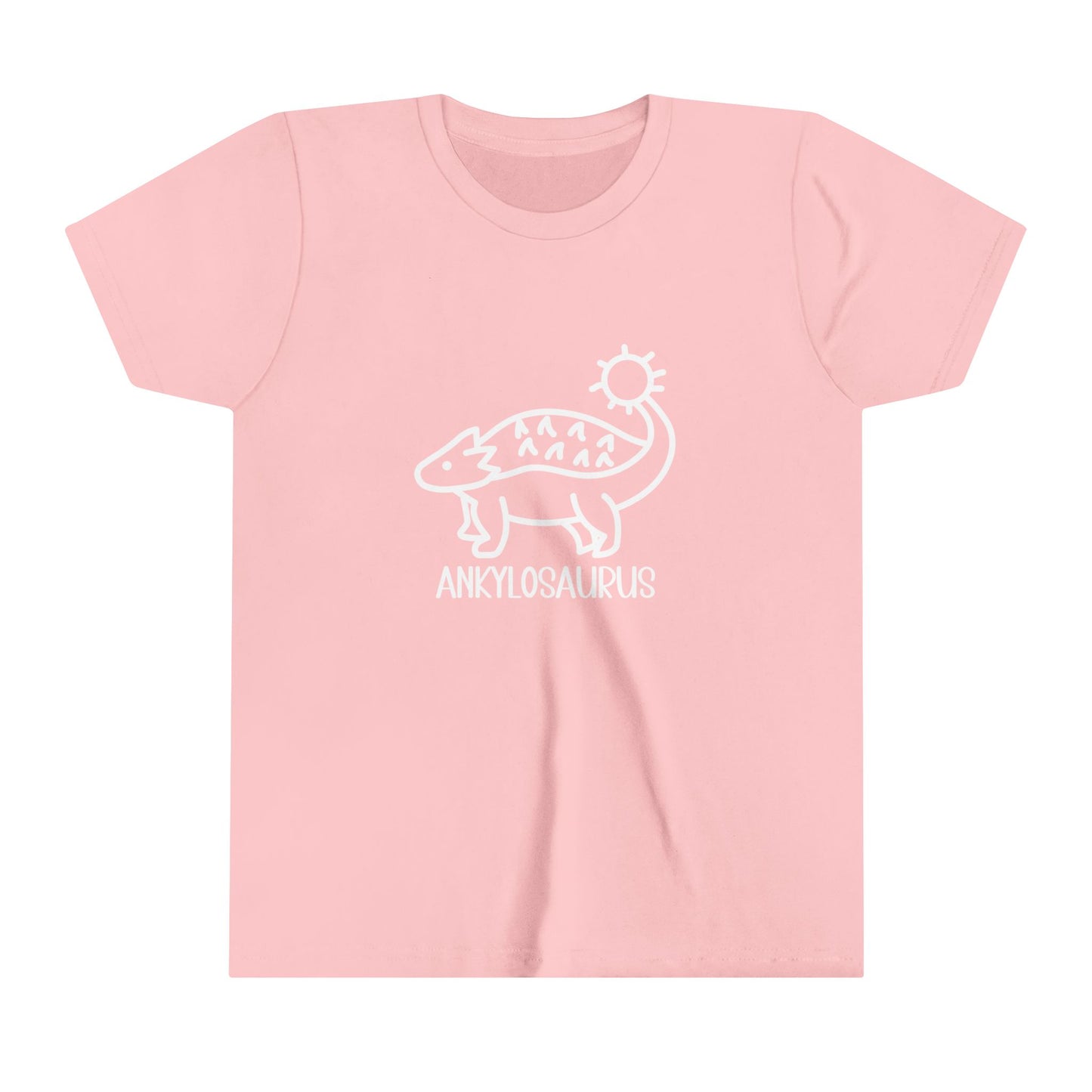 Youth Cute Ankylosaurus T-Shirt with White Graphics - Unisex Jersey Short Sleeve Tee Super Comfy Dino T-Shirt Gift