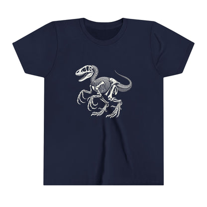 Youth Velociraptor Fossil Skeleton Tee – Bold & Authentic Prehistoric Style! 🦖🦴✨- Unisex Jersey Short Sleeve Tee Super Comfy Dino T-Shirt Gift