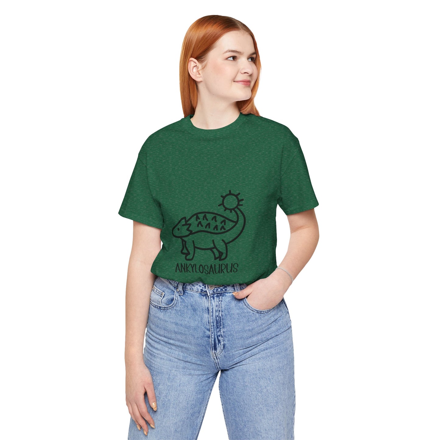 Cute Ankylosaurus Black Graphic - Unisex Jersey Short Sleeve Tee Super Comfy Dino T-Shirt Gift