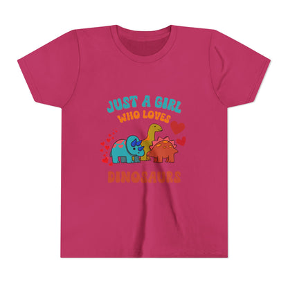 Just a Girl Who Loves Dinosaurs Youth Size T-Shirt Stem Tweens and Teens who Love Dinosaurs Tshirts