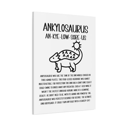 Cute Ankylosaurus Vertical Matte Canvas White, Stretched, 1.25" Amazing Gift for the Dino Lover in your life