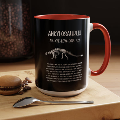 Fossil Ankylosaurus Mug with Detailed White Graphic Amazing Gift for the Dino Lovers in your life