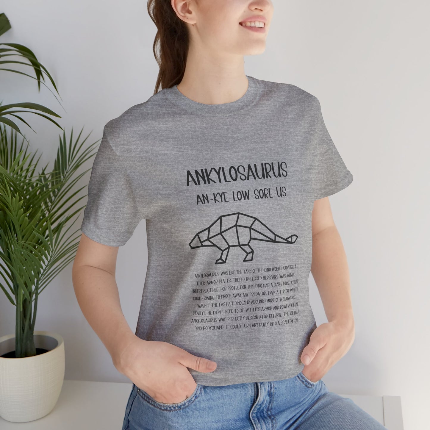 Polygon Ankylosaurus Detailed with Black Graphics - Unisex Jersey Short Sleeve Tee Super Comfy Dino T-Shirt Gift