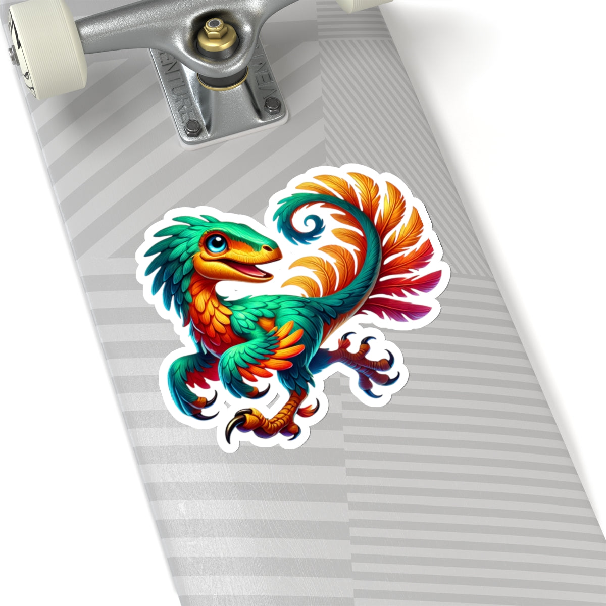 Exotic Rainbow-Feathered Velociraptor - Amazing Kiss-Cut Sticker Gift to dino decorate any surface Great Birthday Gift