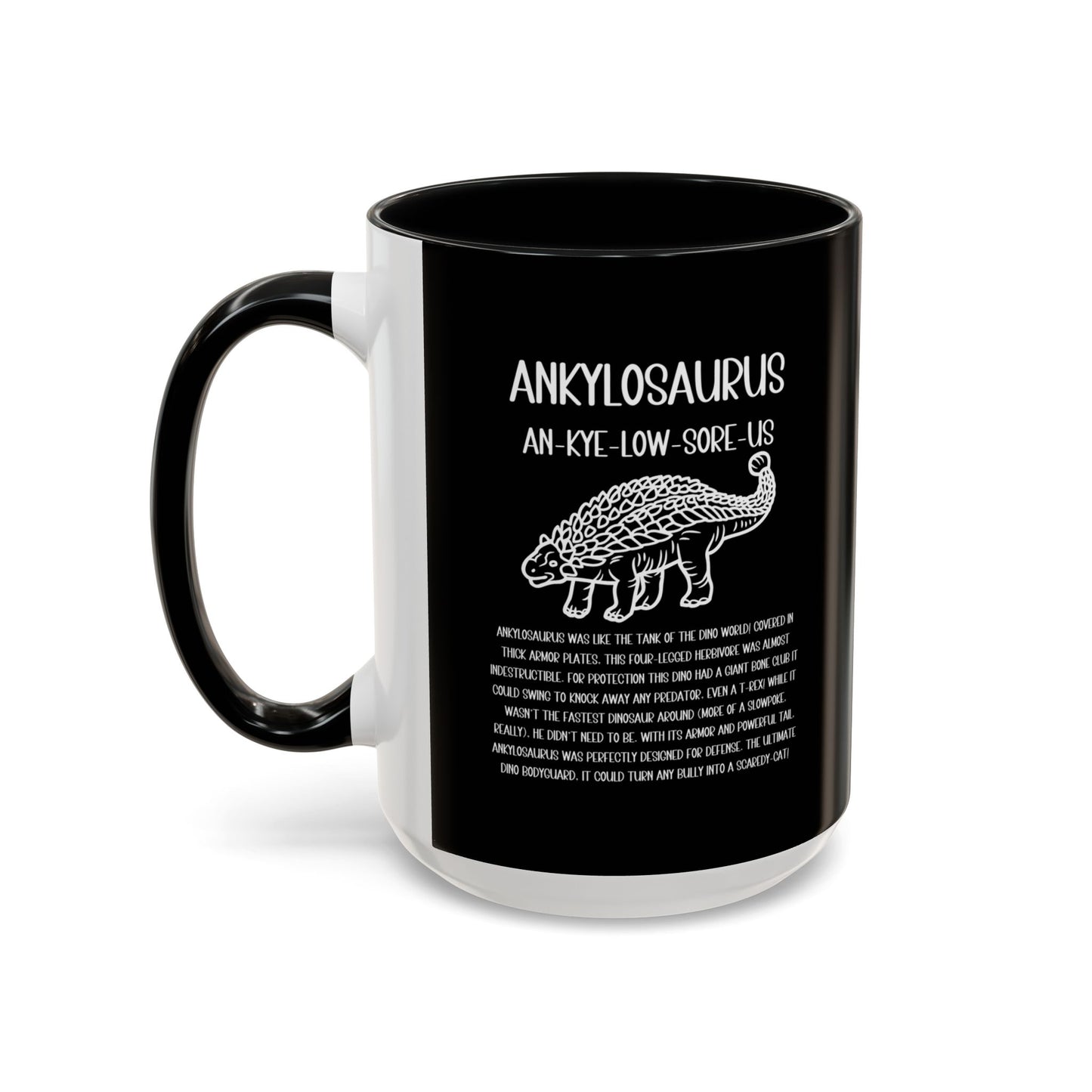 Outlined Ankylosaurus Mug with Detailed White Graphic Amazing Gift for the Dino Lovers in your life