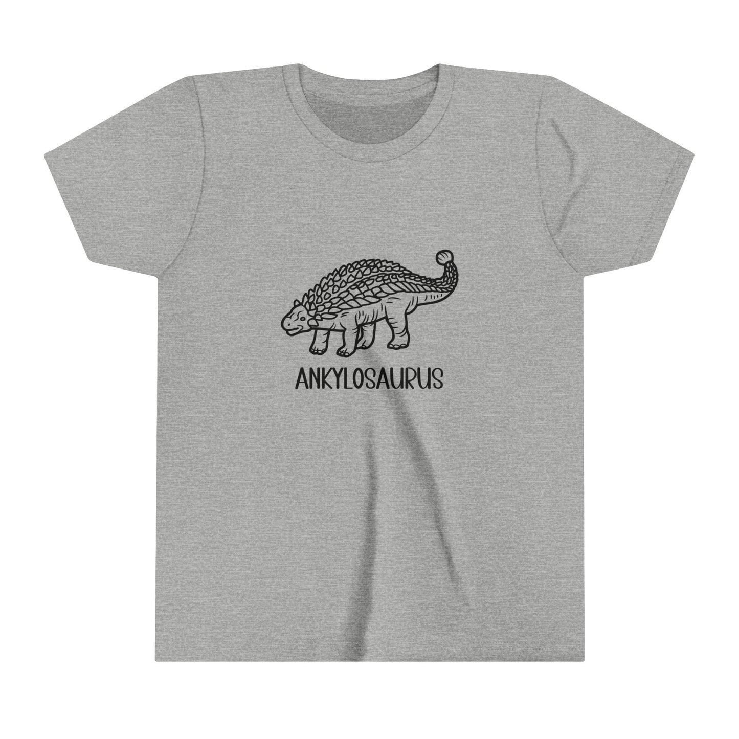 Youth Outlined Ankylosaurus T-Shirt with Black Graphics - Unisex Jersey Short Sleeve Tee Super Comfy Dino T-Shirt Gift