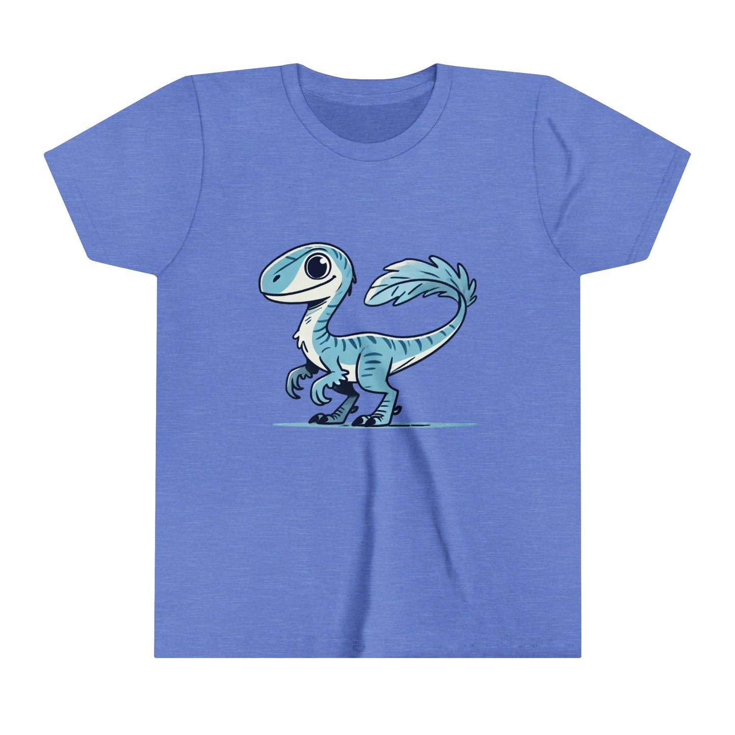 Youth Charming Blue Velociraptor Tee – Cool Dino Style with a Playful Twist! 🦖💙❄️ - Unisex Jersey Short Sleeve Tee Super Comfy Dino T-Shirt Gift