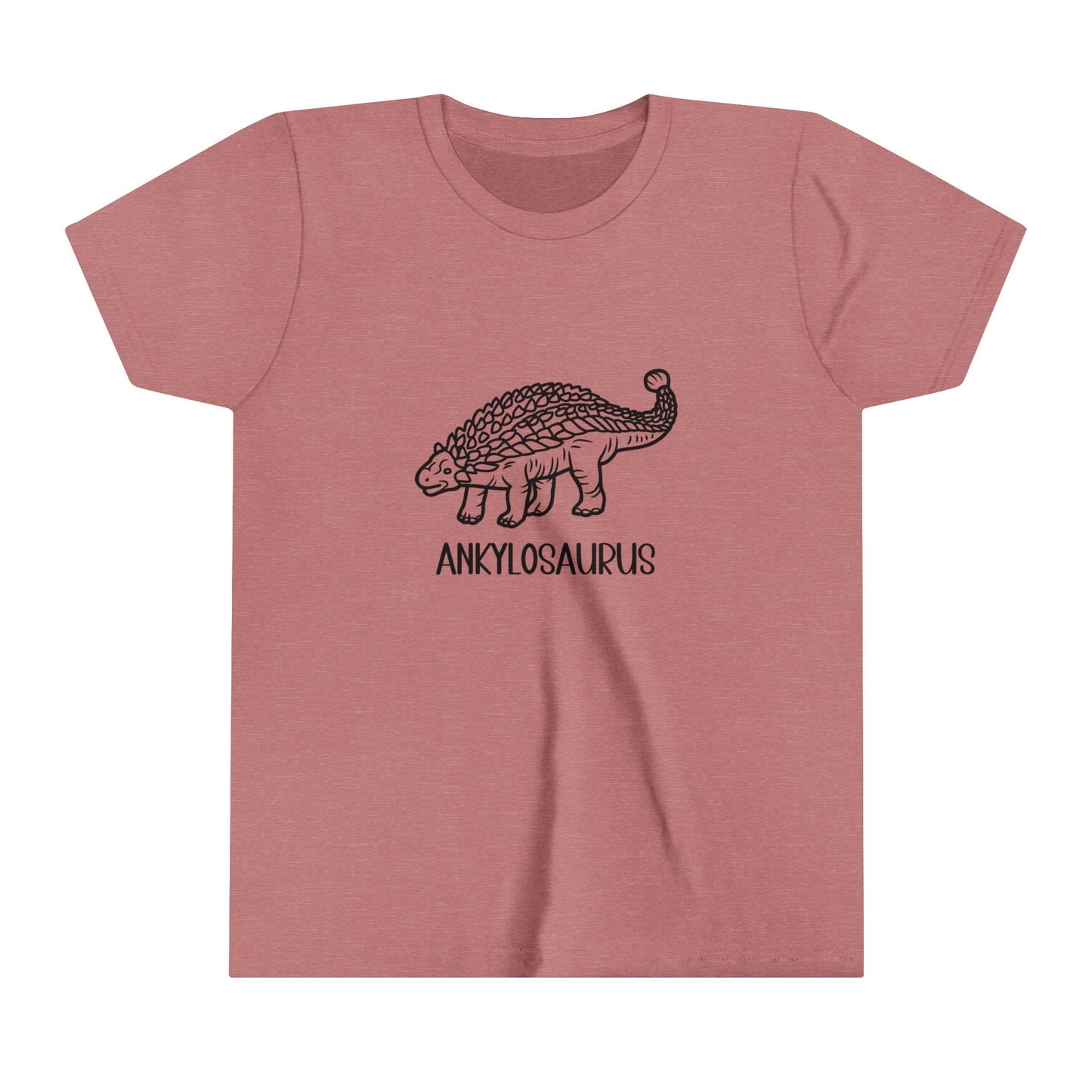 Youth Outlined Ankylosaurus T-Shirt with Black Graphics - Unisex Jersey Short Sleeve Tee Super Comfy Dino T-Shirt Gift