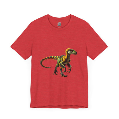 Vibrant Jungle Velociraptor Tee – Bold Green & Yellow Dino Style! 🦖🌿🔥 - Unisex Jersey Short Sleeve Tee Super Comfy Dino T-Shirt Gift