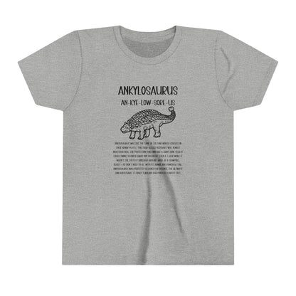 Copy of Youth Outlined Ankylosaurus T-Shirt with Black Graphics - Unisex Jersey Short Sleeve Tee Super Comfy Dino T-Shirt Gift