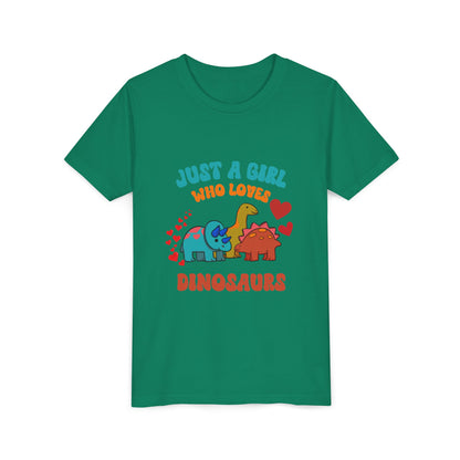 Just a Girl Who Loves Dinosaurs Youth Size T-Shirt Stem Tweens and Teens who Love Dinosaurs Tshirts