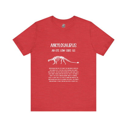 Fossil Ankylosaurus Detailed with White Graphics- Unisex Jersey Short Sleeve Tee Super Comfy Dino T-Shirt Gift