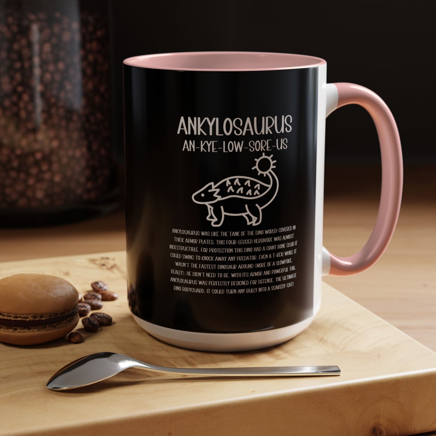 Cute Ankylosaurus Mug with Detailed White Graphic Amazing Gift for the Dino Lovers in your life