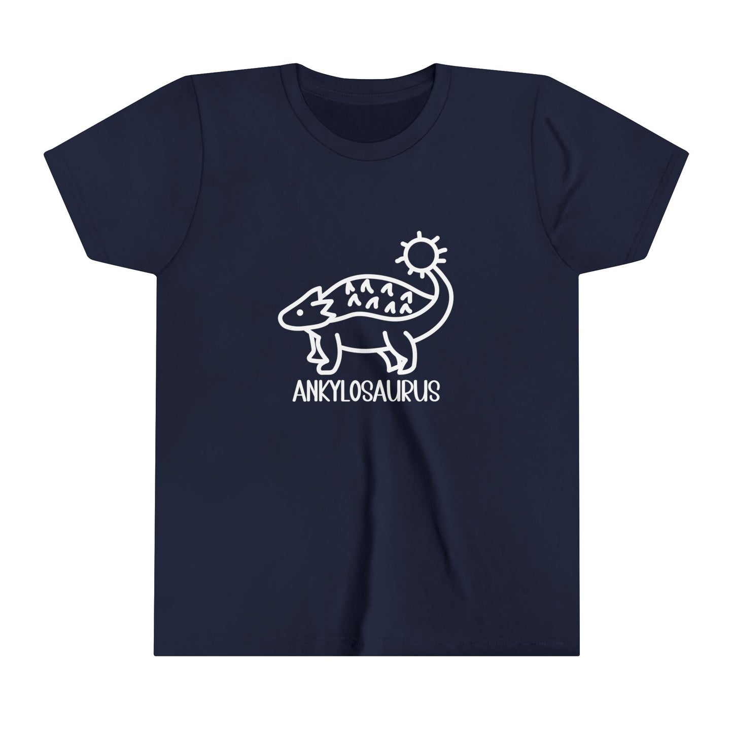 Youth Cute Ankylosaurus T-Shirt with White Graphics - Unisex Jersey Short Sleeve Tee Super Comfy Dino T-Shirt Gift