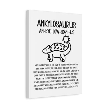 Cute Ankylosaurus Vertical Matte Canvas White, Stretched, 1.25" Amazing Gift for the Dino Lover in your life