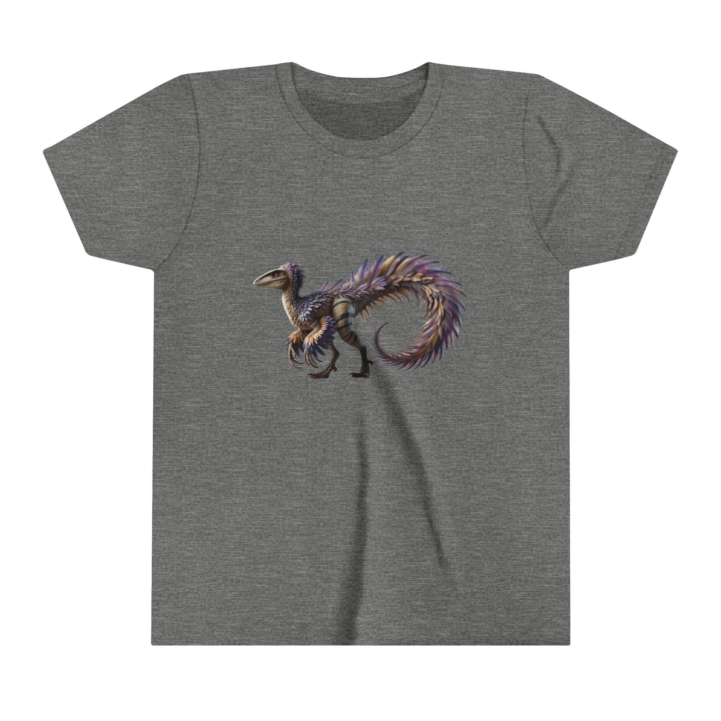 Youth Fierce & Fabulous Velociraptor Tee – Bold Stripes & a Pop of Purple! 🦖💜🌌 - Unisex Jersey Short Sleeve Tee Super Comfy Dino T-Shirt Gift