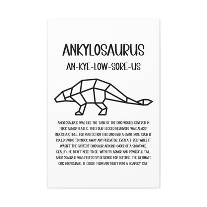 Polygon Outlined Ankylosaurus Vertical Matte Canvas White, Stretched, 1.25" Amazing Gift for the Dino Lover in your life