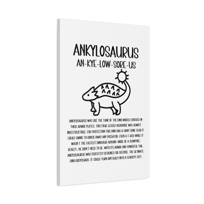 Cute Ankylosaurus Vertical Matte Canvas White, Stretched, 1.25" Amazing Gift for the Dino Lover in your life