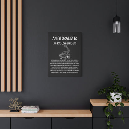 Defensive Ankylosaurus Vertical Matte Canvas Black, Stretched, 1.25" Amazing Gift for the Dino Lover in your life