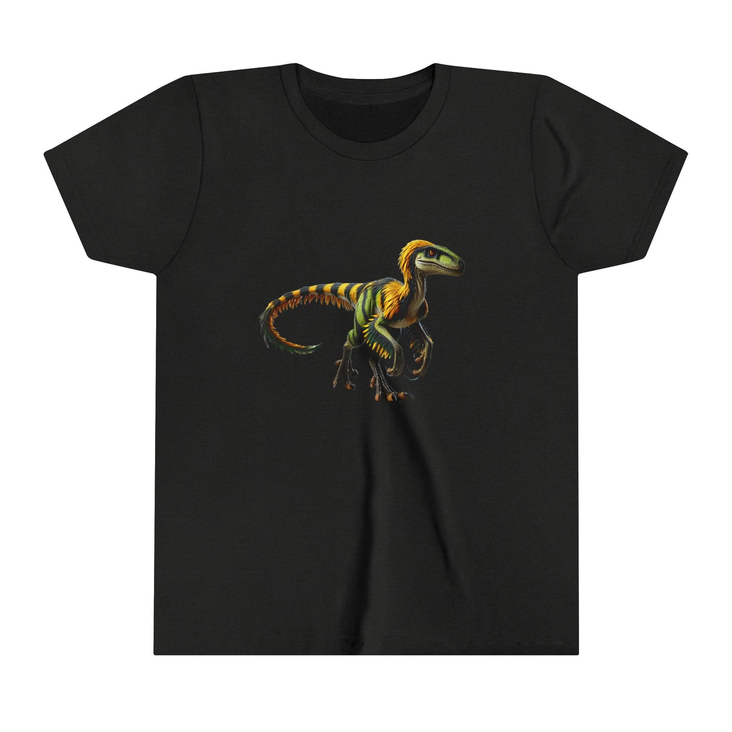 Youth Vibrant Jungle Velociraptor Tee – Bold Green & Yellow Dino Style! 🦖🌿🔥 - Unisex Jersey Short Sleeve Tee Super Comfy Dino T-Shirt Gift