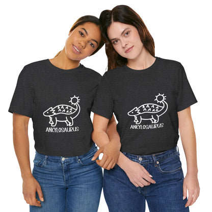 Cute Ankylosaurus White Graphics- Unisex Jersey Short Sleeve Tee Super Comfy Dino T-Shirt Gift