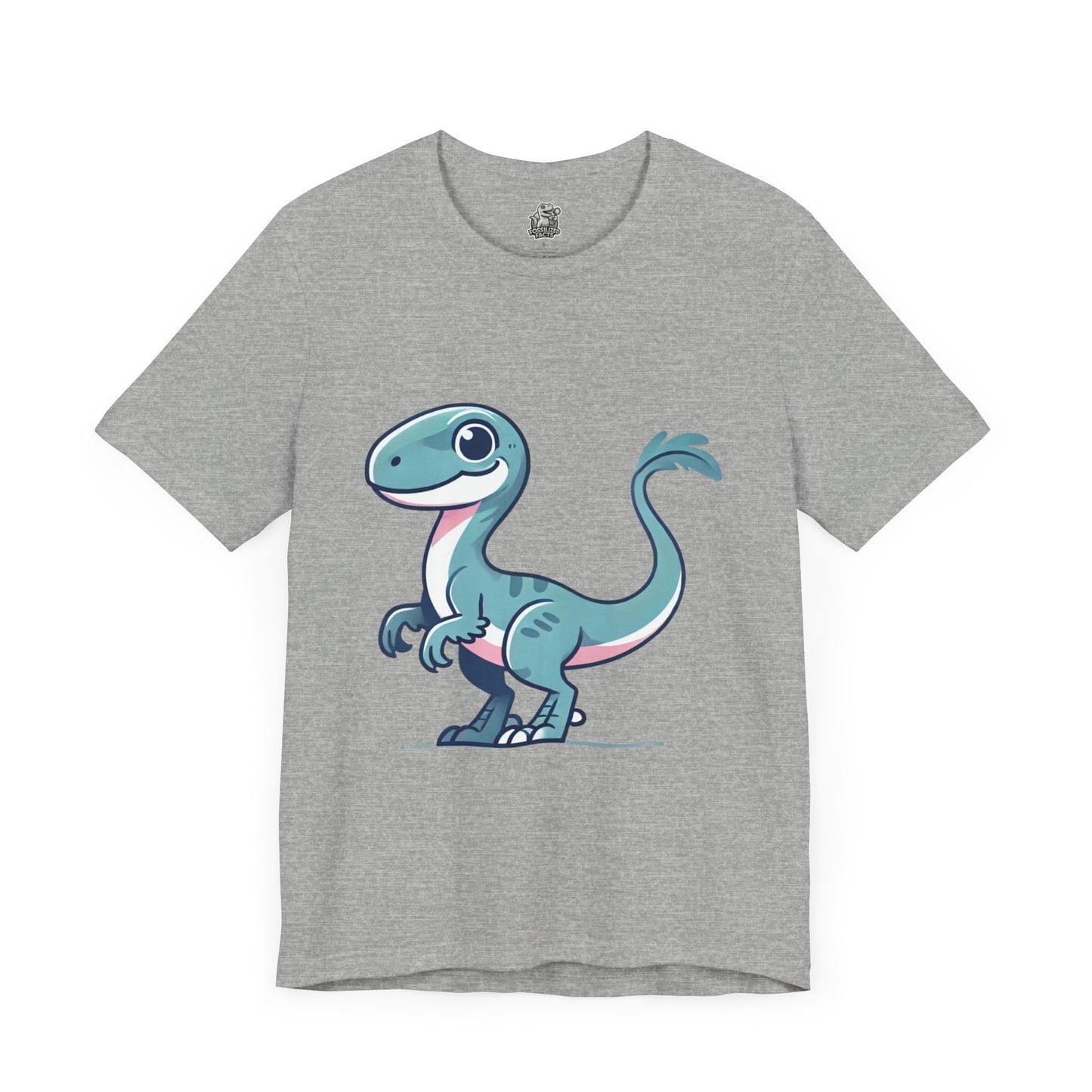 Adorable Blue Cartoon Cartoon Velociraptor - Unisex Jersey Short Sleeve Tee Super Comfy Dino T-Shirt Gift