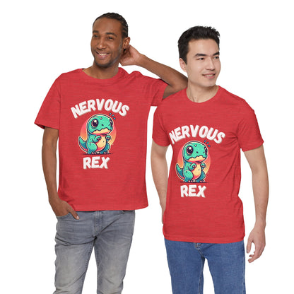 Nervous Rex Unisex T-Shirt – Cute & Funny Unisex Dinosaur Tee for All Dino Lovers