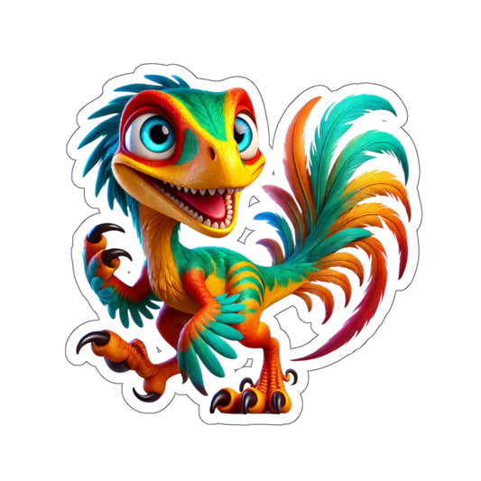 Colorful & Lively Velociraptor - Amazing Kiss-Cut Sticker Gift to dino decorate any surface Great Birthday Gift