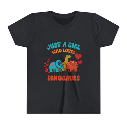 Just a Girl Who Loves Dinosaurs Youth Size T-Shirt Stem Tweens and Teens who Love Dinosaurs Tshirts