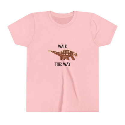 Youth Ankylosaurus Walk This Way Black Graphic - Unisex Jersey Short Sleeve Tee Super Comfy Dino T-Shirt Gift