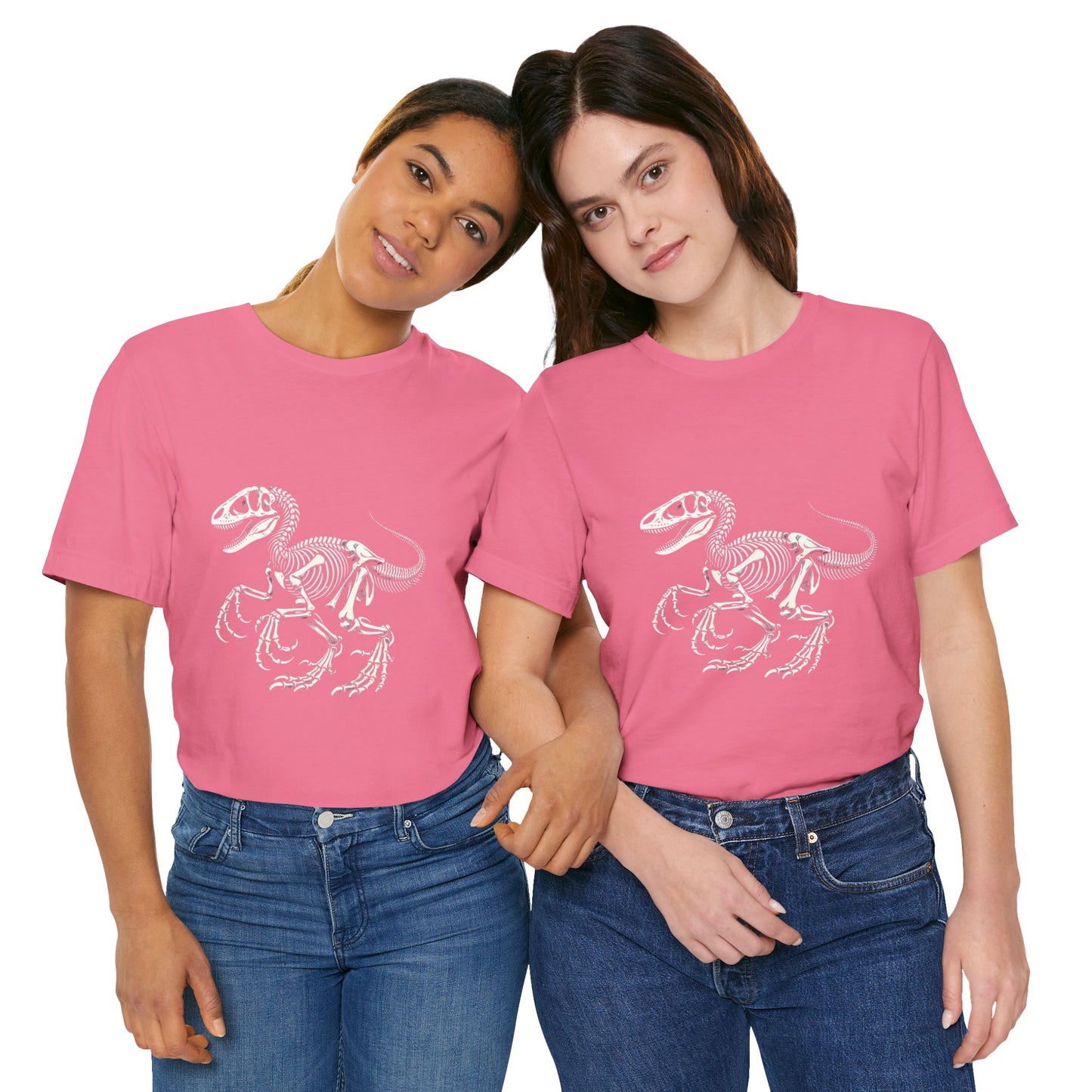 Velociraptor Fossil Skeleton Tee – Bold & Authentic Prehistoric Style! 🦖🦴✨ - Unisex Jersey Short Sleeve Tee Super Comfy Dino T-Shirt Gift