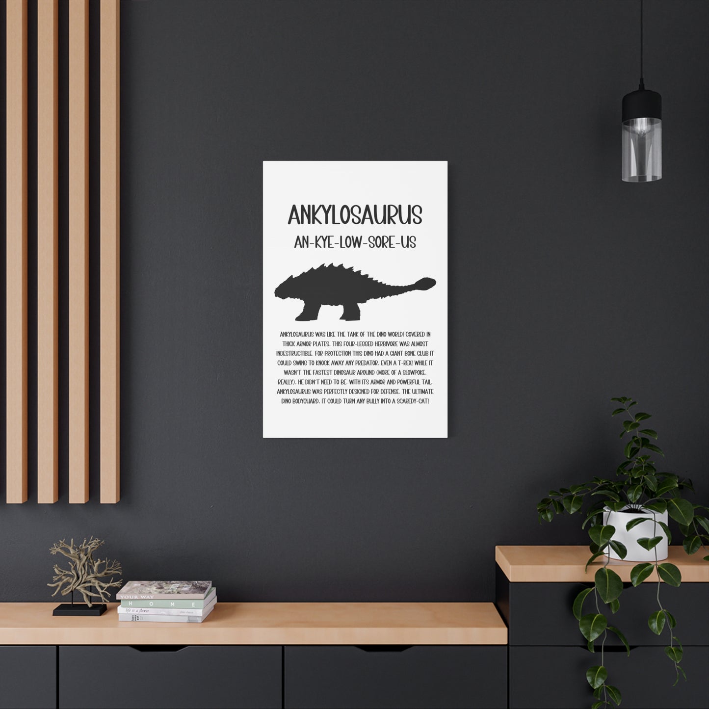 Ankylosaurus Vertical Matte Canvas White, Stretched, 1.25" Amazing Gift for the Dino Lover in your life