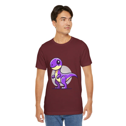 Purple Solar Cartoon Velociraptor - Unisex Jersey Short Sleeve Tee Super Comfy Dino T-Shirt Gift