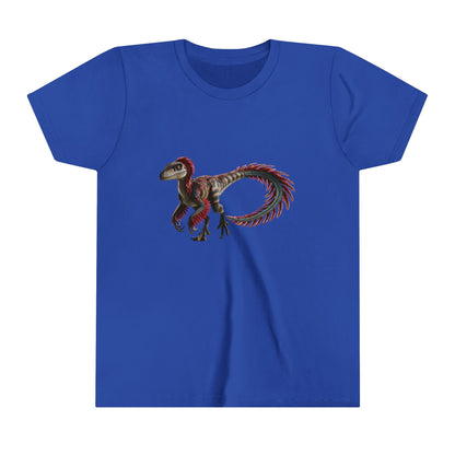 Youth Wild & Feathered Velociraptor Tee – Bold Jungle Vibes and Fierce Dino Style! 🦖🌿🔥 - Unisex Jersey Short Sleeve Tee Super Comfy Dino T-Shirt Gift