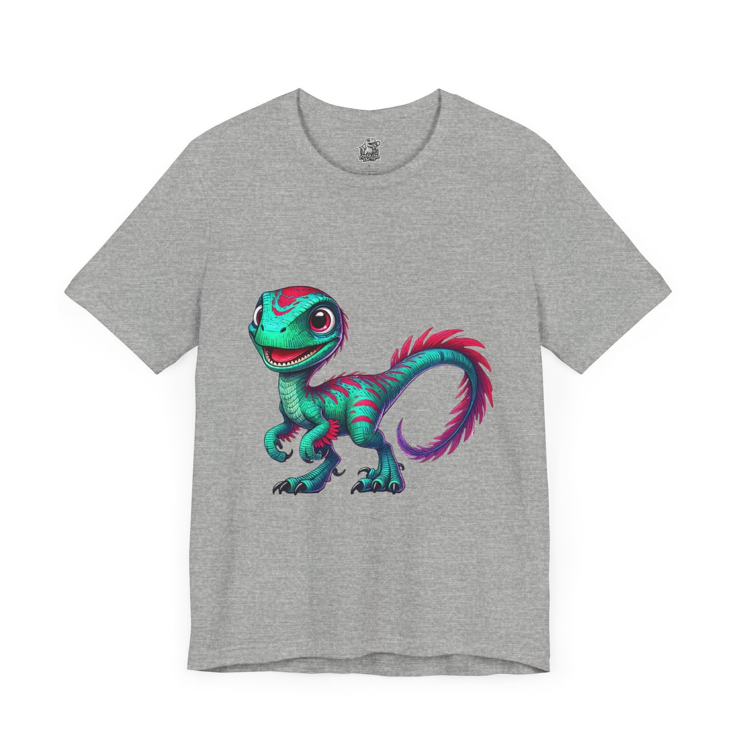 Bright & Bold Velociraptor Tee – Stand Out with Dino Style! 🦖💜💚 - Unisex Jersey Short Sleeve Tee Super Comfy Dino T-Shirt Gift