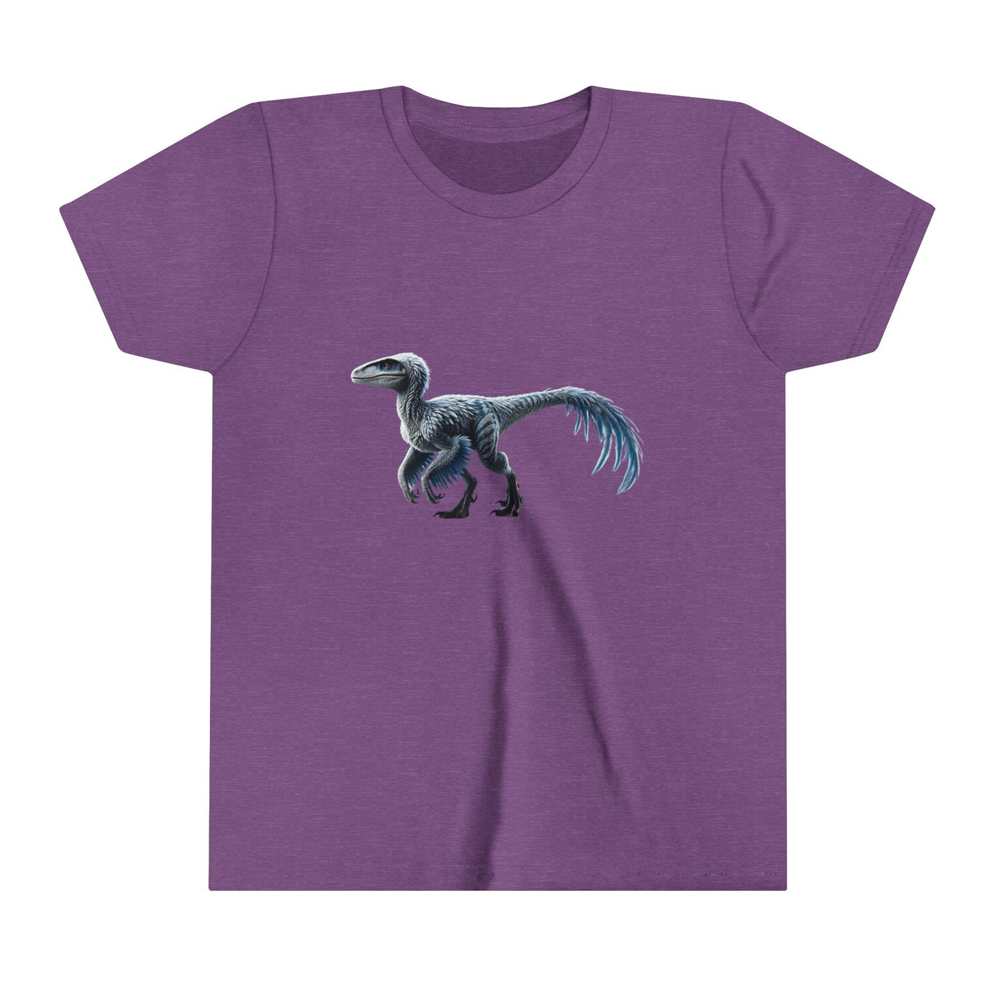 Youth Icy Blue Feathered Velociraptor Tee – Fierce Style in Cool Tones! 🦖❄️🌌 - Unisex Jersey Short Sleeve Tee Super Comfy Dino T-Shirt Gift